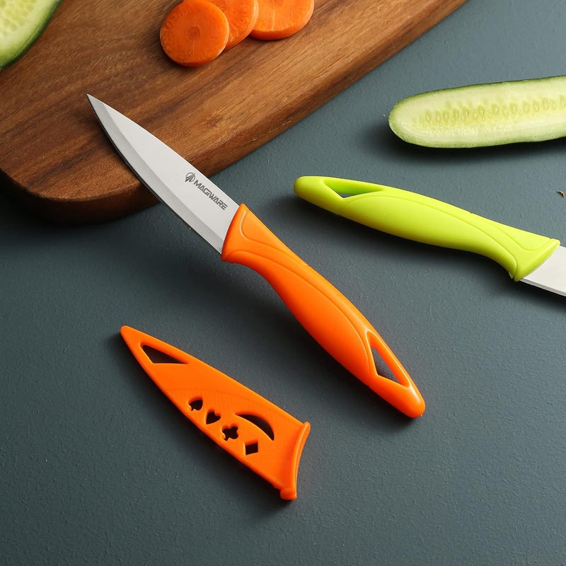 Magiware Paring Knife, 8PCS Paring Knife Set with Cover, Small Kitchen Vegetable Fruit Knives, 3.5 Inch Ultra Sharp PP Handle - Image 5